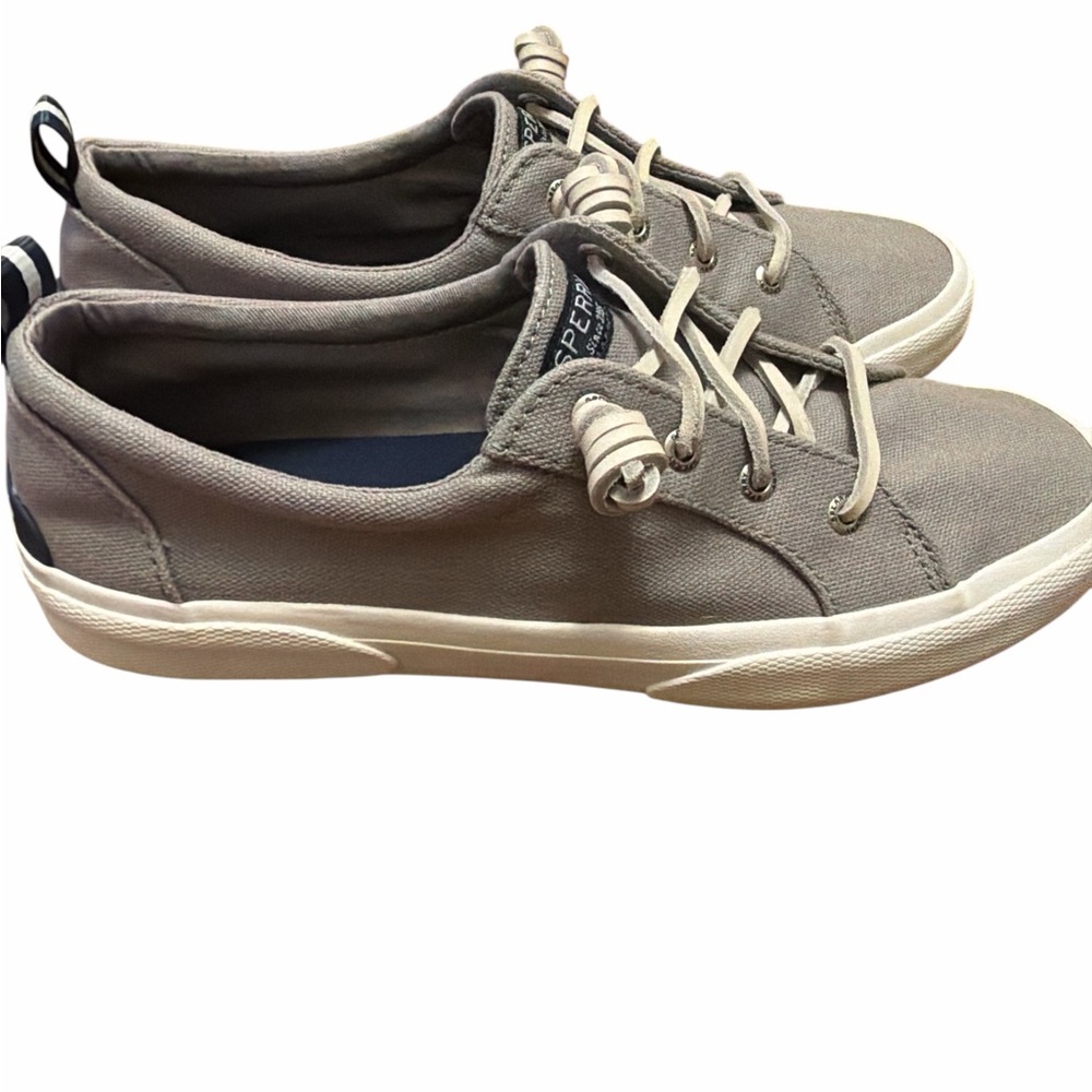 Sperry Women’s Gray Canvas Sneakers Size 9 Casual Lace Up Shoes